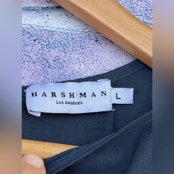 Harshman Womens Mabel Cotton Asymmetrical blue Top large - Picture 4 of 17